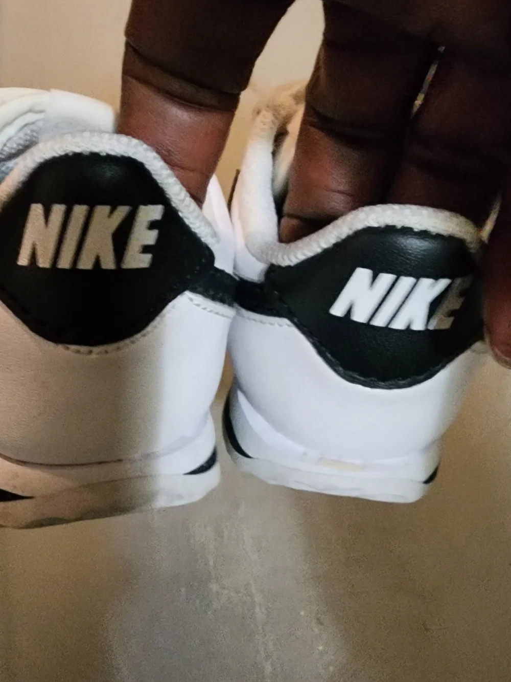 Nike Cotez Kids' White Velcro Sneakers with Black Swoosh Size 5